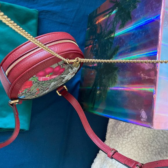 Gucci Ophidia GG Flora Mini Backpack In Red Leather - Picture 9 of 11